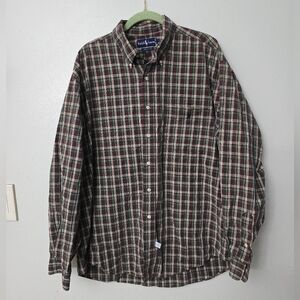 Ralph Lauren Men’s Green/Red Plaid Long Sleeve Flannel Shirt XL Cotton Vtg